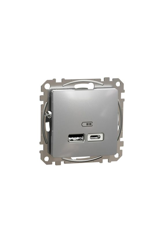 SednaÚj USB töltőaljzat A+C 2-ki 2400mA-max. 5V süllyesztett alumínium Schneider - SDD113402