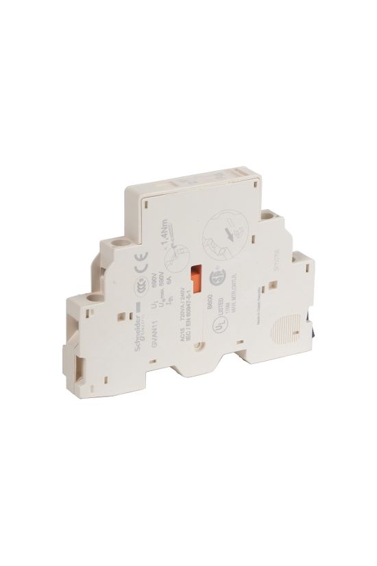 Segédérintkező blokk GV2ME-hez oldalra rádugható 1-z 1-ny 3.3A/AC15/230V TeSys GV-AN Schneider - GVAN11