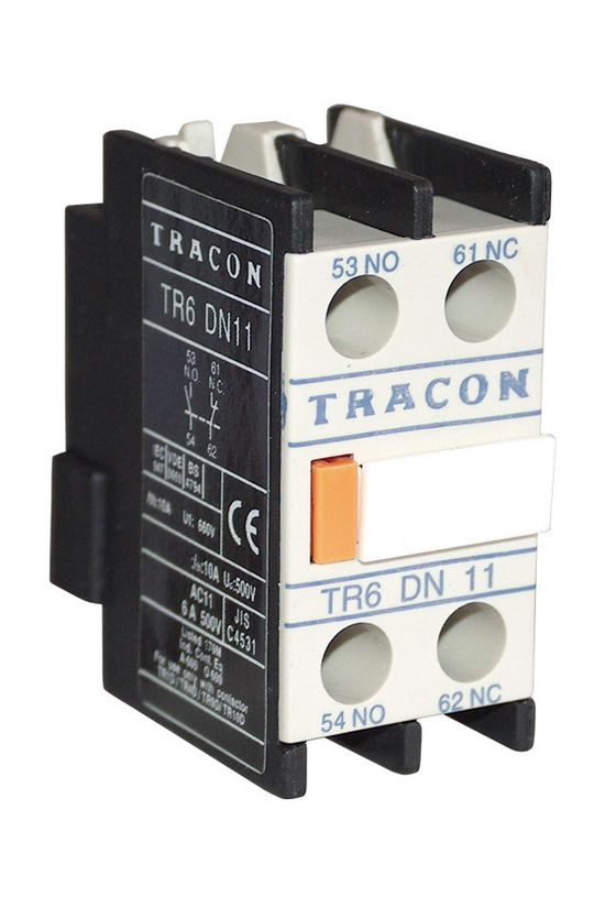 Segédérintkező blokk TR1D/F/E-hez rádugható 1ny 1z 2A/AC15/230V csavaros TRACON - TR6DN11