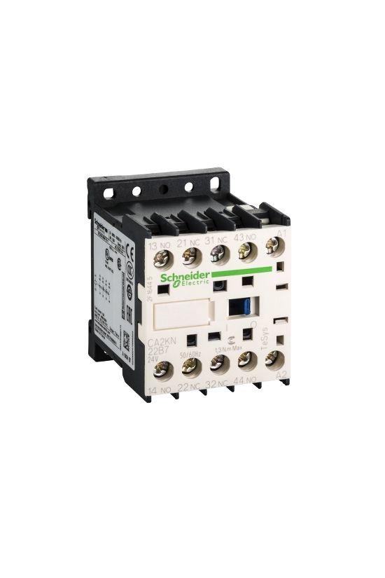 Segédkontaktor (s.kapcsoló) 10A/400V 2-z 2-ny 24VAC kalapsín/csavaros TeSys CA2-KN Schneider - CA2KN22B7