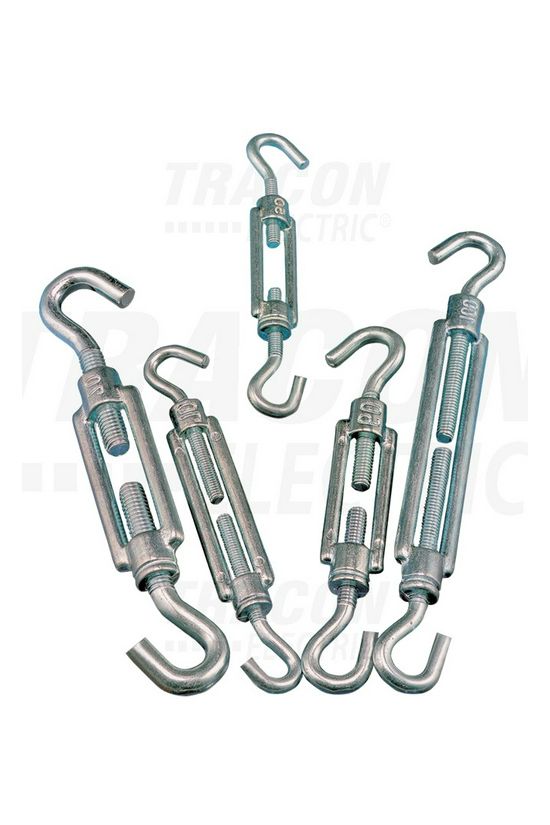 Sodronyfeszítő horog-horog M12 4.45kNtörési terhelés acél galván/elektrolit horganyzott TRACON - FHH12130