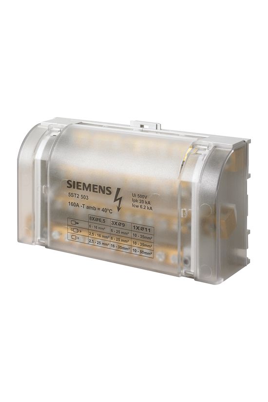 Sorkapoc elosztóblokk 4P 10..35mm2/10…35+3x6…25+8x2,5…16mm2mm2 DIN-sínre 160A 5ST SIEMENS - 5ST2503