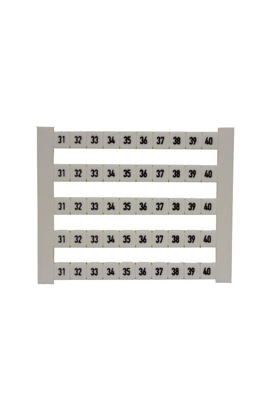 Sorkapocsjelölő lap 31-40 vízszintes fehér 5mm-modultáv DEK 5 FWZ 31-40 Weidmüller - 0523060031