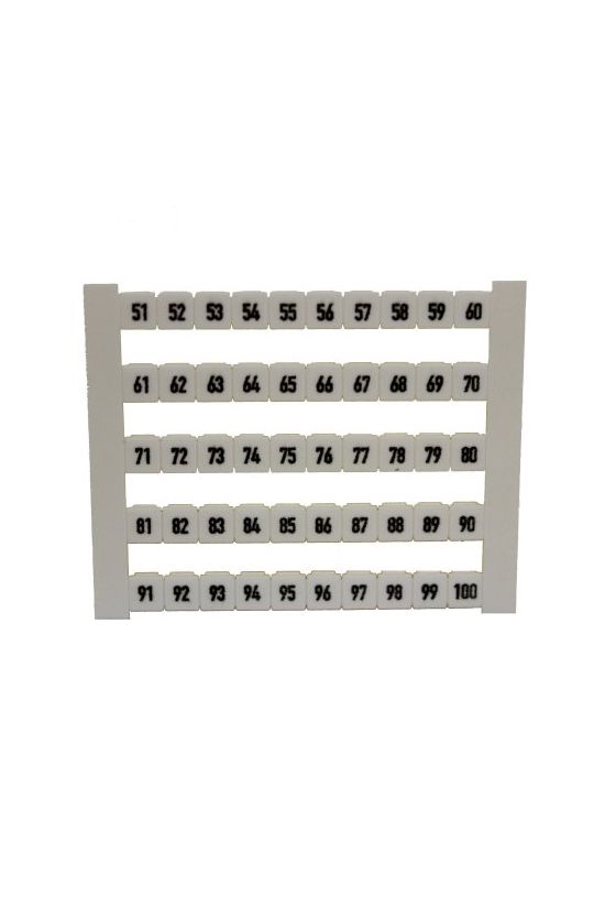 Sorkapocsjelölő lap 51-100 vízszintes fehér 5mm-modultáv DEK 5 FW 51-100 Weidmüller - 0473460051