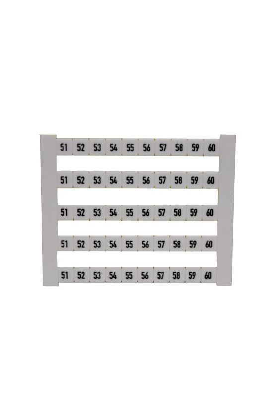 Sorkapocsjelölő lap 51-60 vízszintes fehér 5mm-modultáv DEK 5 FWZ 51-60 Weidmüller - 0523060051