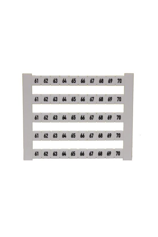 Sorkapocsjelölő lap 61-70 vízszintes fehér 5mm-modultáv DEK 5 FWZ 61-70 Weidmüller - 0523060061