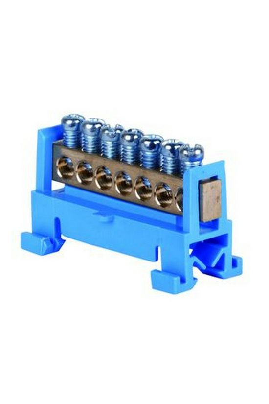 Sorkapocssín 63A kék 1P csavaros 7csatl./16mm2 kalapsínre N7 Pollmann - 2020201