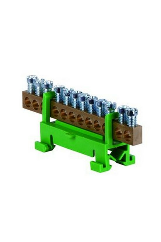 Sorkapocssín 63A zöld 1P csavaros 12csatl./16mm2 kalapsínre N/PE12 Pollmann - 2020207