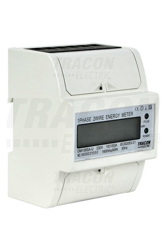 Sorolható fogyasztásmérő 1F LCD impulzusadós 100A direkt elektronikus 230V 1-fázis 4M TRACON - TVOF14