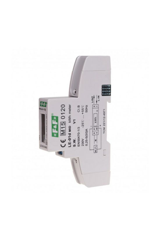Sorolható fogyasztásmérő 1F LCD MID impulzusadós 45A direkt elektronikus 1M LE-01d F&F Filipowski - LE-01D