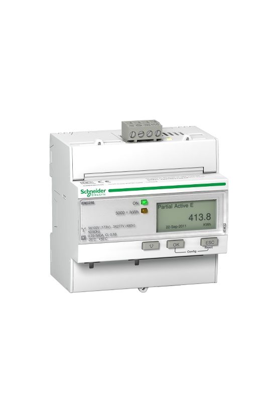 Sorolható fogyasztásmérő 3F LCD 5A áramváltós elektronikus 173-480V 480V/ 5M Acti9 iEM Schneider - A9MEM3250