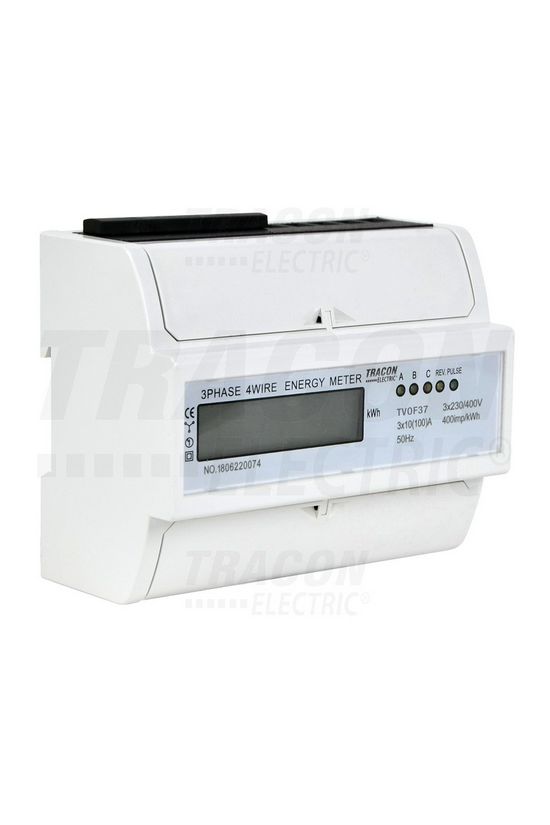 Sorolható fogyasztásmérő 3F LCD impulzusadós 100A direkt elektronikus 400V/ 4-vezetékes 7M TRACON - TVOF37