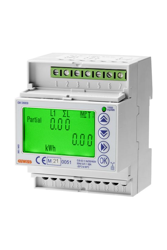 Sorolható fogyasztásmérő 3F MID áramváltós 5A elektronikus 400V 3/4-vezetékes 4M I-ON EVO GEWISS - GWD6809