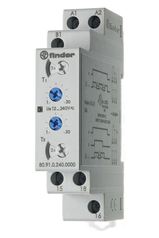 Sorolható időrelé 0,1s-1nap 1-v 12-240V50Hz 16A 12-240VDC 80.91.0.240.0000 FINDER - 809102400000