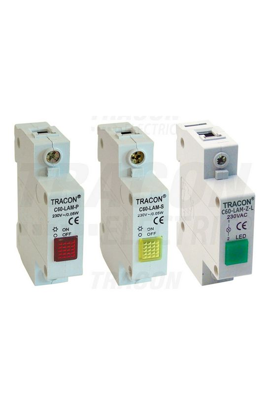 Sorolható jelzőlámpa glimm 250V AC 0.6W sárga 1M TRACON - C60-LAM-S