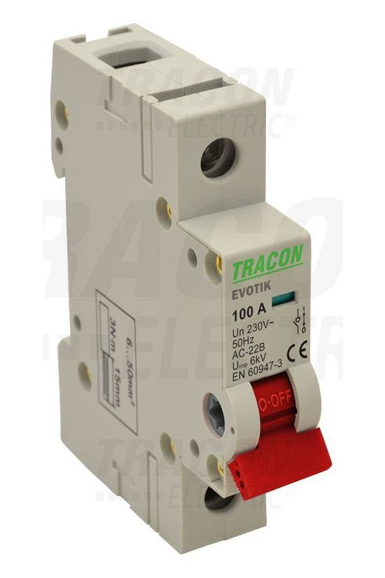 Sorolható leválasztó Be-Ki kapcsoló 1P 32A 404V AC 1M 1z TRACON - TIK1-32