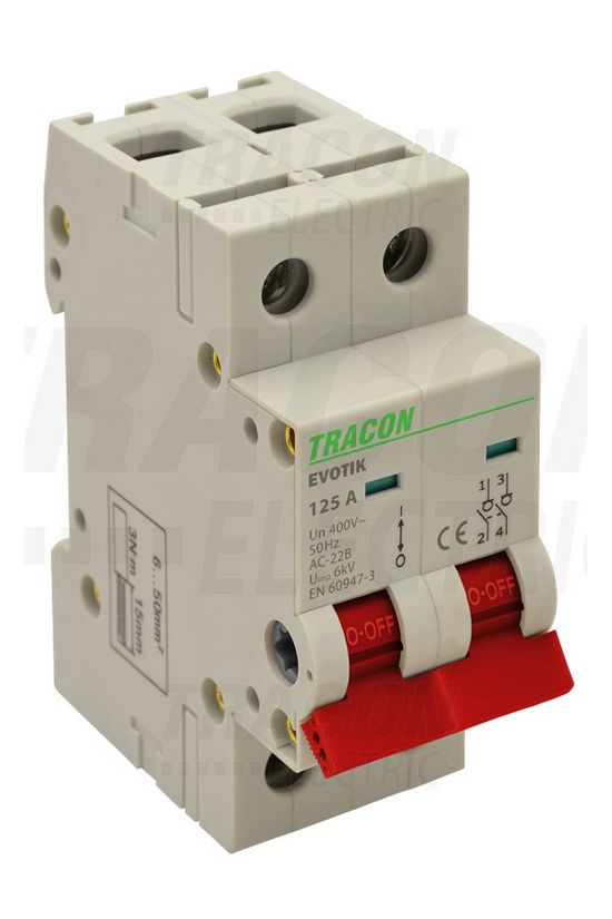 Sorolható leválasztó Be-Ki kapcsoló 2P 25A 405V AC 2M 2z TRACON - TIK2-25