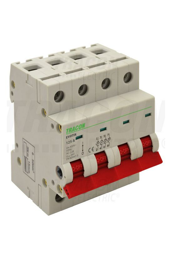 Sorolható leválasztó Be-Ki kapcsoló 4P 25A 412V AC 4M 4z TRACON - TIK4-25