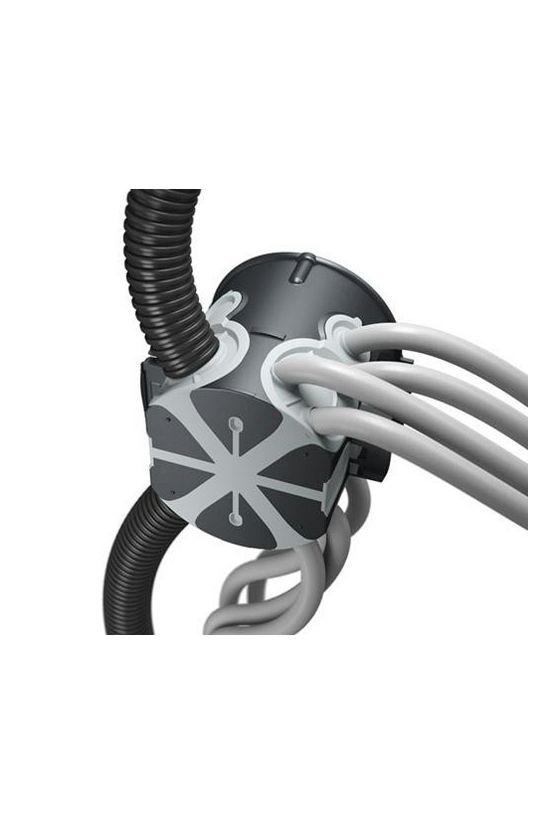 Süllyesztett szerelvénydoboz gumis 1-es kerek 60mm-átmérő műanyag fekete ECON 15 KAISER - 1555-21