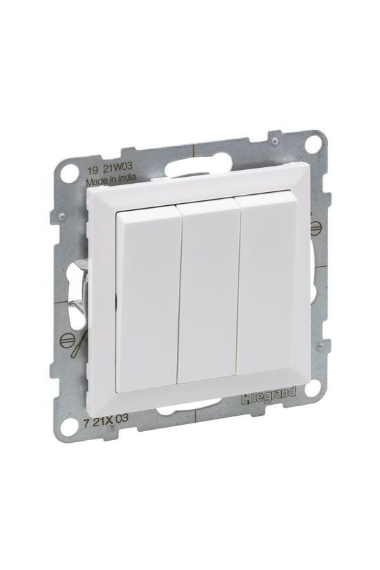 Suno 101/3 3x1P kapcsoló betét közp. fedéllel fehér süllyesztett csavaros IP20 LEGRAND - 721103