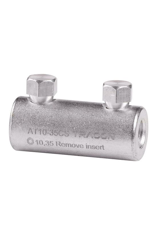 Toldóhüvely szigeteletlen M10-szakadófejes 125A 2-csavaros 10-35mm2-aluRM 10-35mm2-aluRE TRACON - AT10-35CS