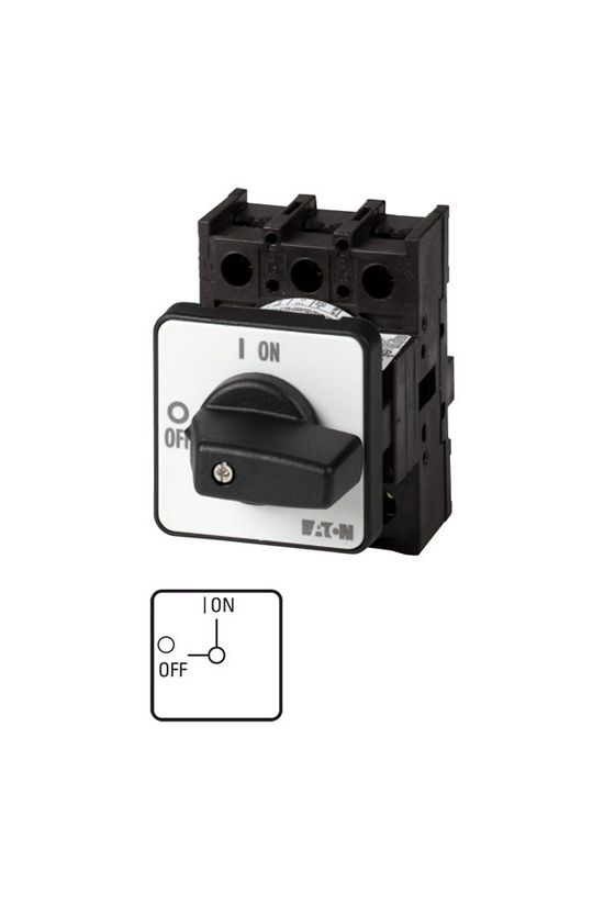 Szakaszoló be-ki kapcsoló 25A 3P 7.5kW/400VAC-3 beépíthető fix fekete P1-25/E EATON - 038724