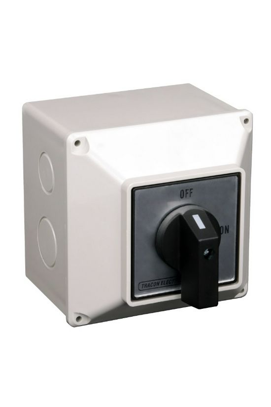Szakaszoló be-ki kapcsoló 32A 440V 4P 7.5kW/400VAC-3 tokozott fekete rövid forgatókaros TRACON - TS-32/4T65