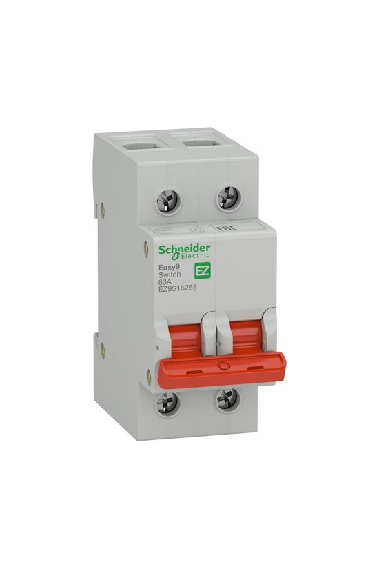 Szakaszoló be-ki kapcsoló 63A 400V 2P sorolható fix piros működtetőkaros 2M Easy9 Pro Schneider - EZ9S16263