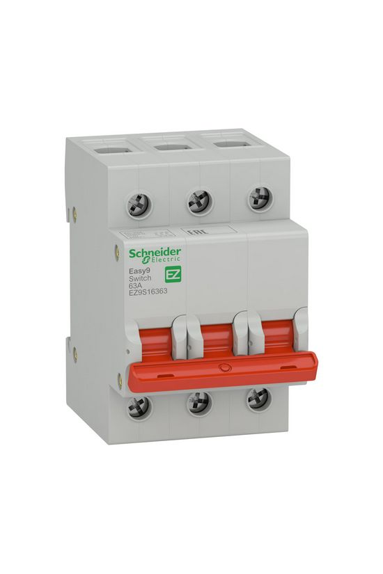 Szakaszoló be-ki kapcsoló 63A 400V 3P sorolható fix piros működtetőkaros 3M Easy9 Pro Schneider - EZ9S16363