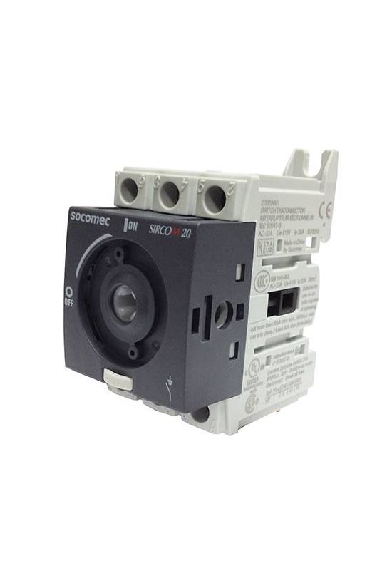 Szakaszoló be-ki kapcsoló alapkészülék 20A 3P ráépíthető sorolható fix Sirco M1 SOCOMEC - 22003001