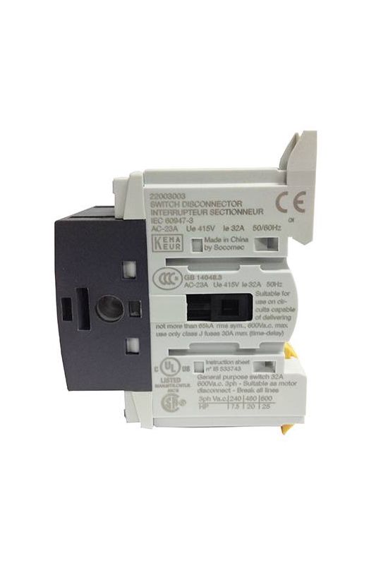 Szakaszoló be-ki kapcsoló alapkészülék 32A 3P ráépíthető sorolható fix Sirco M1 SOCOMEC - 22003003