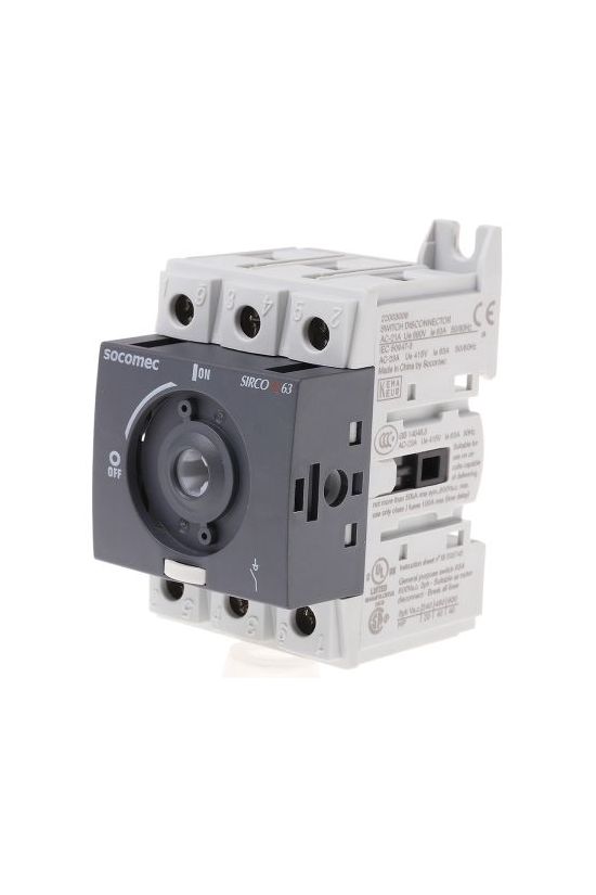 Szakaszoló be-ki kapcsoló alapkészülék 63A 3P ráépíthető sorolható fix Sirco M2 SOCOMEC - 22003006