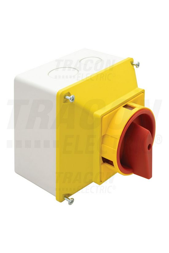 Szakaszoló fő- és vészkapcsoló 20A 4P 690V beépíthető tokozott piros rövid forgatókaros TRACON - TKFL-20T