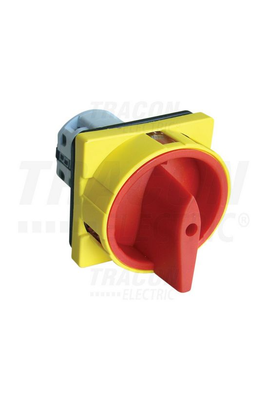 Szakaszoló fő- és vészkapcsoló 63A 4P 690V beépíthető tokozott piros rövid forgatókaros TRACON - TKFL-63T65S