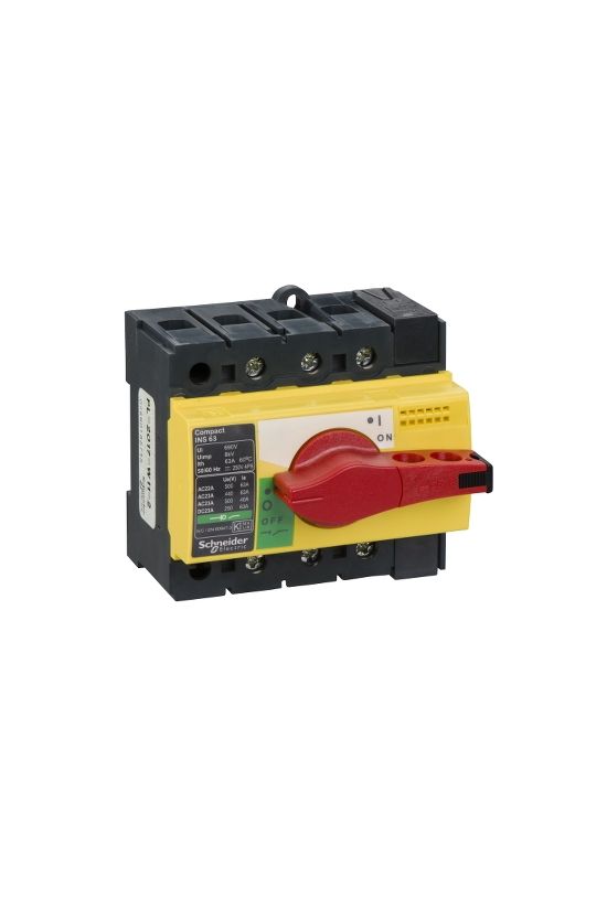 Szakaszoló fő- és vészkapcsoló 63A 500V 3P ráépíthető beépíthető sorolható fix INS6363 Schneider - 28918