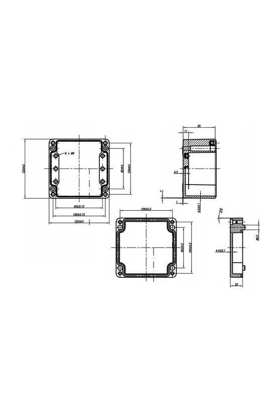 Szerelő/készülékdoboz poliészter falonkívüli műanyag 120mm x 120mm 90mm CSP 121209 Csatári Plast - CSP10121209