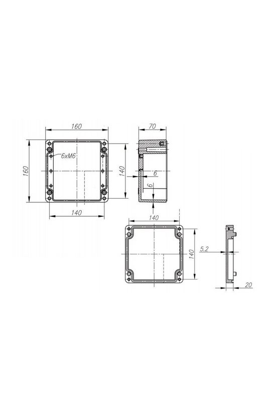 Szerelő/készülékdoboz poliészter falonkívüli műanyag 160mm x 160mm 90mm CSP 161609 Csatári Plast - CSP10161609