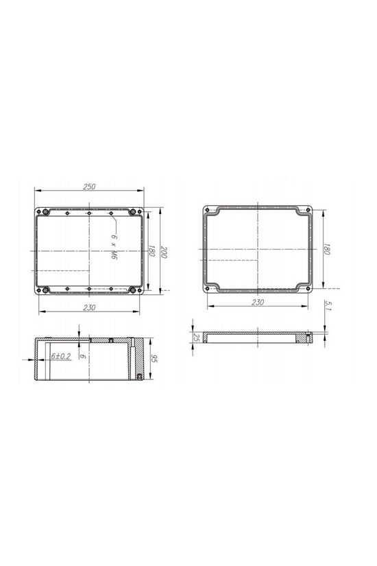 Szerelő/készülékdoboz poliészter falonkívüli műanyag 250mm x 200mm 120mm CSP 202512 Csatári Plast - CSP10202512