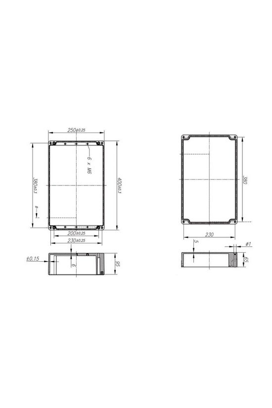 Szerelő/készülékdoboz poliészter falonkívüli műanyag 250mm x 400mm 160mm CSP 402516 Csatári Plast - CSP10402516