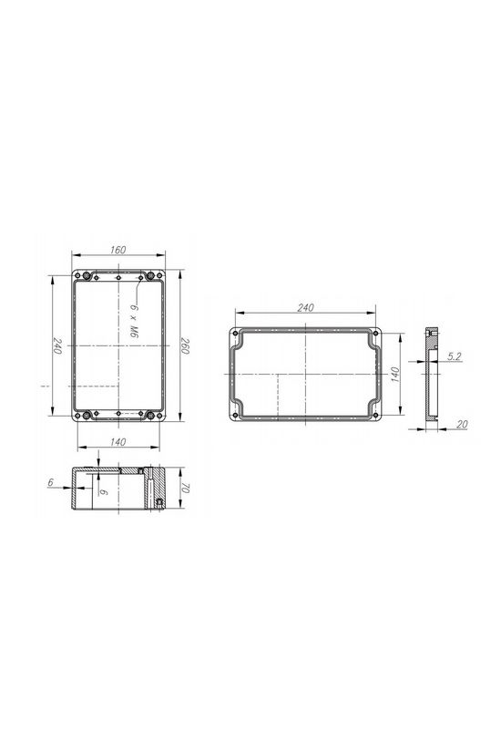 Szerelő/készülékdoboz poliészter falonkívüli műanyag 260mm x 160mm 90mm CSP 162609 Csatári Plast - CSP10162609