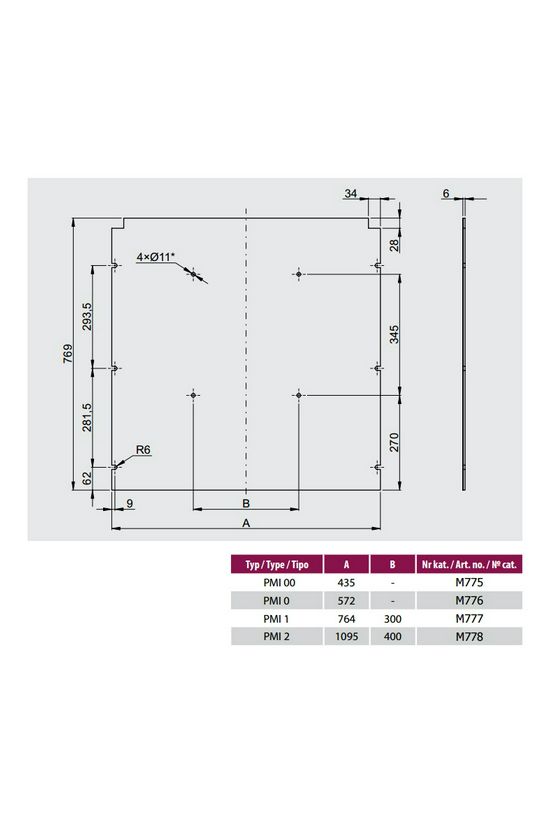 Szerelőlap 1-méretű sima oldalfalú DC szekrényhez műanyag kezeletlen PMIDC 1 Emiter - MT0000093