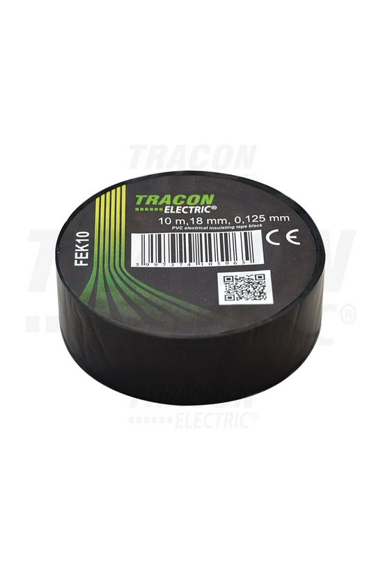 Szigetelőszalag fekete 18mm x 10m PVC 90°C max. TRACON - FEK10