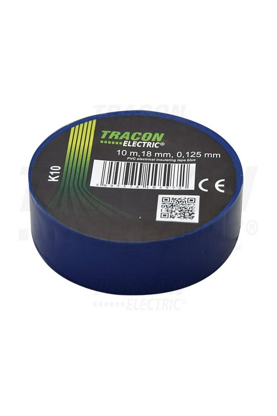 Szigetelőszalag kék 18mm x 10m PVC 90°C max. TRACON - K10
