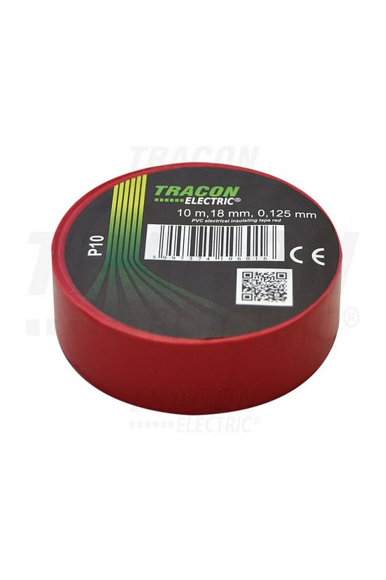 Szigetelőszalag piros 18mm x 10m PVC 90°C max. TRACON - P10