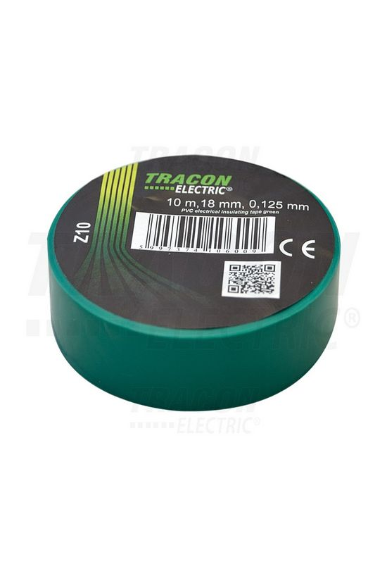 Szigetelőszalag zöld 18mm x 10m PVC 90°C max. TRACON - Z10