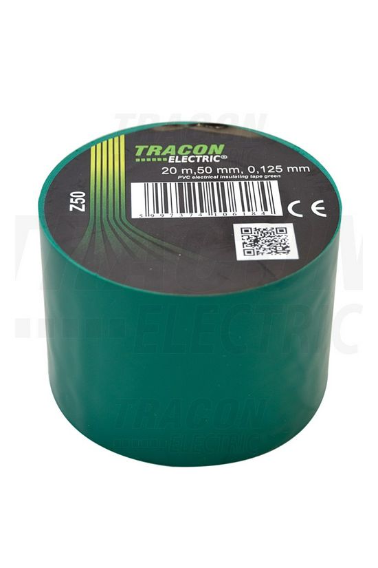 Szigetelőszalag zöld 50mm x 20m PVC 90°C max. TRACON - Z50
