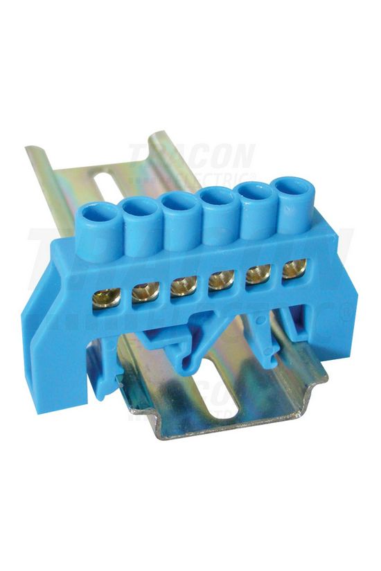 Szigetelt N-sín 6x9mm 6x2,5-16mm2 kék 63A sárgaréz kezeletlen TRACON - NPE-B6-6