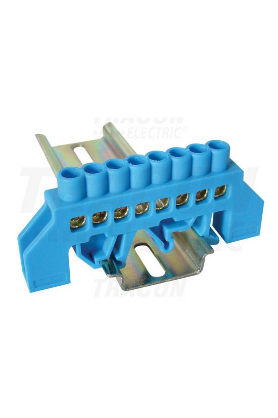 Szigetelt N-sín 6x9mm 8x2,5-16mm2 kék 63A sárgaréz kezeletlen TRACON - NPE-B6-8