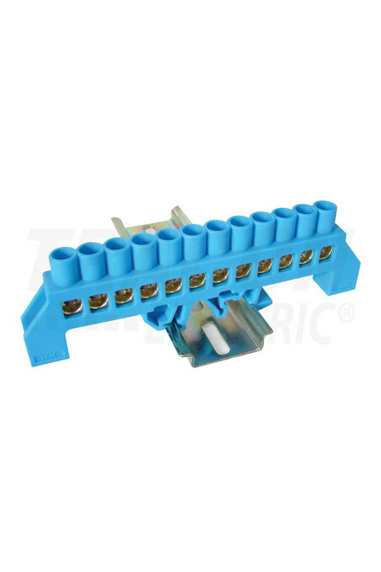 Szigetelt N-sín 8x12mm 12x4-35mm2 kék 100A sárgaréz kezeletlen TRACON - NPE-B8-12