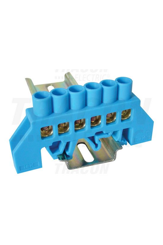 Szigetelt N-sín 8x12mm 6x4-35mm2 kék 100A sárgaréz kezeletlen TRACON - NPE-B8-6